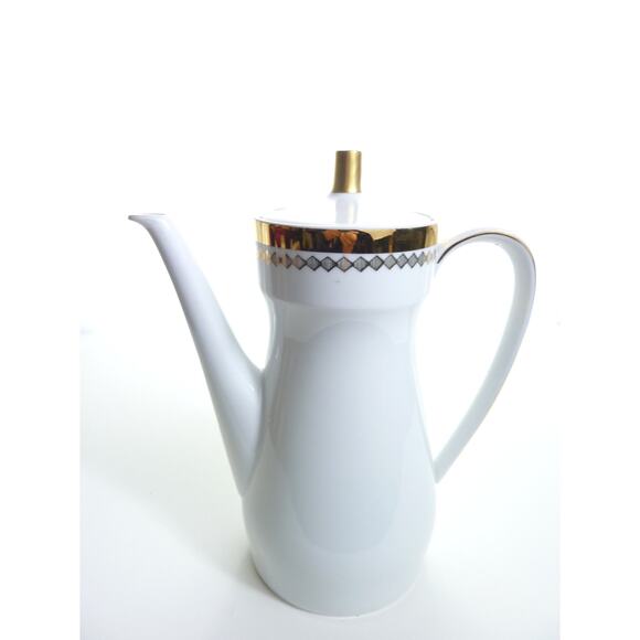 Vintage Seltmann Weiden Bavaria Gold Diamond Pattern Coffee/ tea pot w/Lid MCM - Picture 1 of 5
